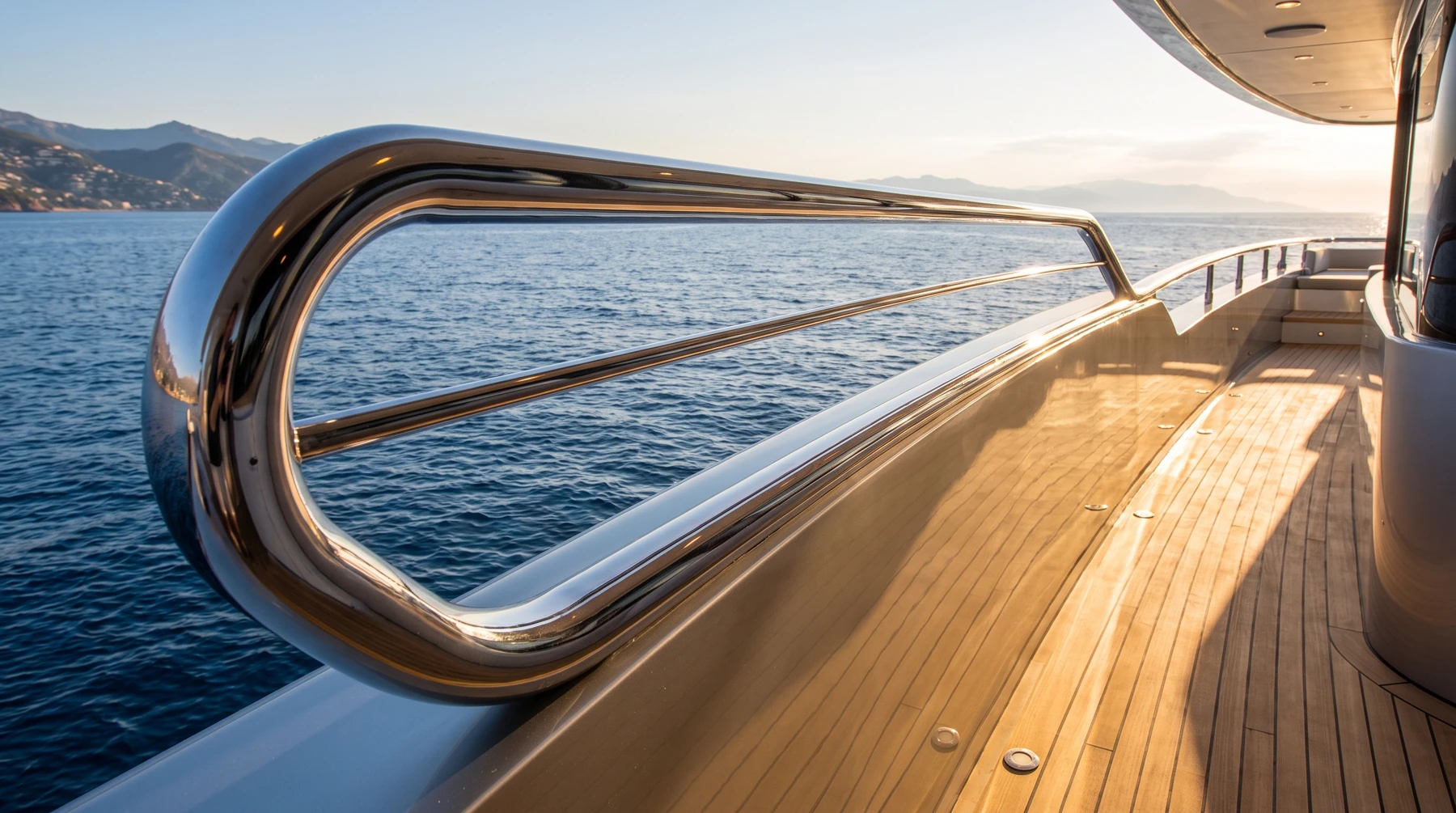 Main courante inox sur un bateau